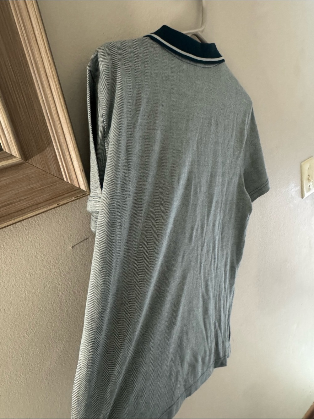 Banana Republic Light Gray Polo with Navy Trim Collar